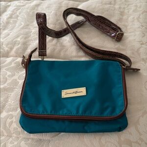 Samantha Brown Teal Crossbody Bag with Brown Strap